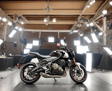 masterpiece, (best quality:1.3),realistic,
white motorcycle,plating,Olive Drab Chromate over Cadmium,glowing, 
sound stage,photography lighting,photography luminaire,photoflood lamp,Tyndall effect,Smooth floor,
full shot,