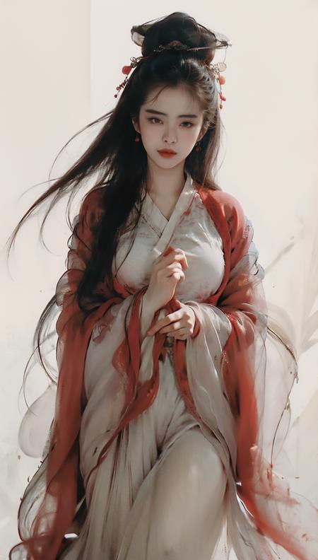 <lora:niexiaoqian-v1:0.9>,A Chinese Ghost Story,
(wangzuxian:1.1),(niexiaoqian:1.2),qiannvyouhun,1girl,solo,black hair,long hair,chignon,mole,realistic,robe,jewelry,lips,earrings,hair bun,chinese clothes,hanfu,the protagonist is on the right side of the screen,lens_flare,looking_up,<lora:Freehand_Brushwork:0.4>,beautiful detailed eyes,Ancient Chinese clothes,
Ancient background,Calligraphy background,very long hair,(sheer curtain:1.3),gauze curtain,strap lift,tears,eyes visible through hair,wallpaper,huge filesize,<lora:chinese-art:0.3>,chinese painting,chinese art,
niexiaoqian,(red robe:1.5),long hair,fairy,realistic,chinese clothes,hanfu,hair bun,portrait,, best quality , masterpiece, illustration, an extremely delicate and beautiful, extremely detailed ,CG,unity,8k wallpaper, Amazing, finely detail, masterpiece, best quality,official art,extremely detailed CG unity 8k wallpaper,absurdres, incredibly absurdres, huge filesize , ultra-detailed, highres, extremely detailed,beautiful detailed girl, extremely detailed eyes and face, beautiful detailed eyes,light on face,