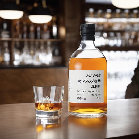 bottle of whisky, in a bar
<lora:muji_v1.0_XL:1>, By MUJI