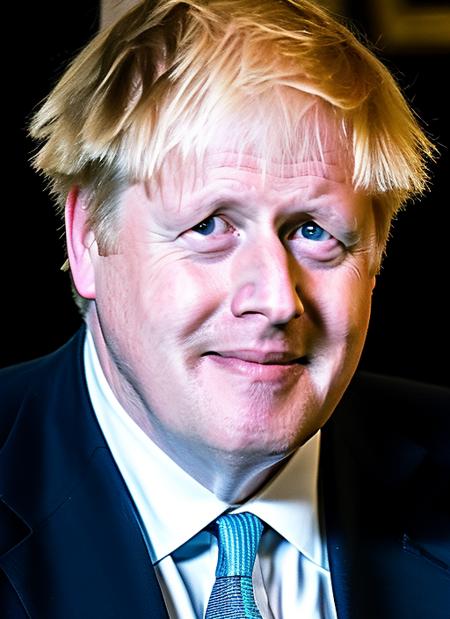 (masterpiece, best quality, awards winner) close up portrait Boris Johnson wearing black suit, white shirt, 1man, professional photography, high resolution, 8k, detailed photo, hyperealistic, ultrasharp, studio light, soft shasows,  <lora:boris:0.9>