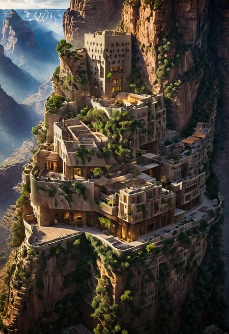 (The colonial city of the future, in the mist-filled Grand Canyon, on an unknown Earth-like planet, 2 moon on sky, Spaceship flight connects colonies, waterfulls:1.3), (Machu Picchu, a mountain settlement, incredibly spectacular:1.2), (Mario Botta:1.3), (avant-garde, future, reality, science fiction, photorealistic), (modern architecture:1.2), 
(Large Files, Ultra Realistic, 8K, 16k, FHD, HD, VFX, Perfect, Photography, composition, Architecture Sales Photography, Architecture Competition, Ultra High Resolution, Cinematography, High Resolution Image:1.1), (dramatic lighting, direct sunlight, ray tracing, clear shadow:1.2),  (real landscape:1.1), (blurred background:1.0), (urban background, more_details) ,
ac_neg1, great lighting, clear, hillscastel, extrusionbuilding, vertical
