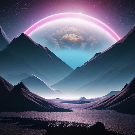 random alien planet, beautiful scenery, high quality