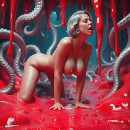 Red Slime Silver Tentacles DX - CyberRealistic PONY