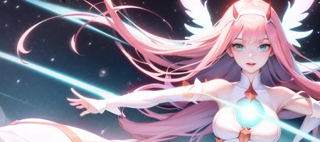 darling in the franxx zero two with red uniform with background of white  and pink and blue cross lines 4k hd anime Wallpapers, HD Wallpapers