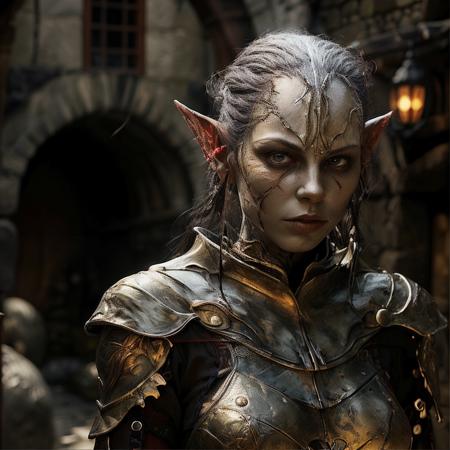 highly detailed photo of a female (githyanki:1.1) in a medieval village,

((1girl)), long hair, looking at viewer, upper body, pointy ears, armor,

angry,

standing on a medieval street,

photorealistic,
silhouette lighting,
cinematic, militaristic,







