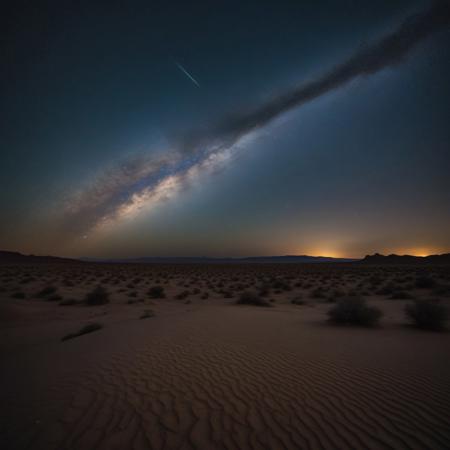 dark starry night sky, ((milky way in night sky)), realistic, RAW, desert landscape, desolate desert, at night, picture taken with Nikon Z9