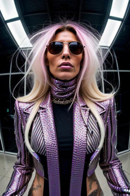 ecstasize elusive tall (drug dealer) female, an artistic abstraction in the realm of hairstyling, Fish-eye Lens, (cinematic still:1.2), art by Chad Knight, photograph, insane details, <lora:offset_0.2:0.4> <lora:add-detail-xl:1.5>