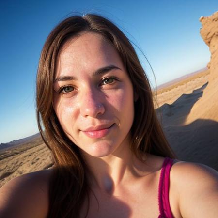 A selfie style photo of the last 25 year old woman from the last day of human kind on earth, extremely detailed