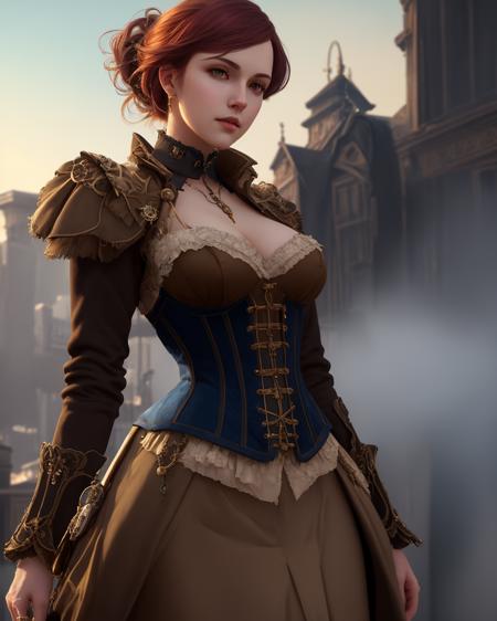 best quality,masterpiece,highly detailed,ultra-detailed, 1girl,<lora:neg4all_bdsqlsz_V3.5:-1>upper body, 
outdoors, fog sky,
 belt, pocket watch, holding weapon, saber, dynamic pose, fighting stance, victorian industrial cityscape, clock tower, cleavage cutout, center opening, corset, hair ornament, 
<lora:Pastels_last:1> <lora:pastelcolor_last:2> <lora:Graphite_last:1> 
multicolored hair, colored inner hair, 
<lora:steampunk_last:2>
<lora:EnhancedDetail:1> 
by steampunk  art, fantasy art,Pistol bag, unreal engin 5,octane render,(2D:1.2), digital painting, artstation, concept art, smooth, sharp focus,art by ross tran and greg rutkowski and alphonse Mucha and  Bak Karol