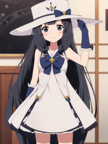 <lora:Itsuki_Pleiades:1>,  Itsuki_Pleiades, 1girl, hat, solo, long hair, black hair, gloves, smile, magical girl, blue eyes, socks, dress, black eyes, blush, looking at viewer
masterpiece, high quality, very_high_resolution, large_filesize, full color,