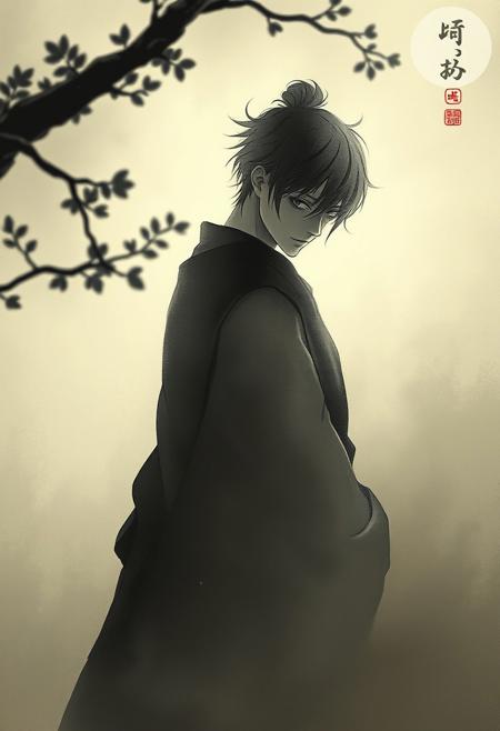 A serene, introspective male figure, knight and vulnerable, is bathed in the soft, diffused light of a Japanese-inspired setting. The sumi-e ink wash painting style is employed to create a sense of subtlety and restraint, with gentle brushstrokes and muted tones. In the foreground, the subject's delicate form is rendered in subtle chiaroscuro, as if illuminated by a faint, otherworldly glow. The overall composition exudes a sense of quiet contemplation, inviting the viewer to step into the peaceful, zen-like atmosphere., masterpiece,best quality,official art, extremely detailed 8k wallpaper,absurdres,8k resolution