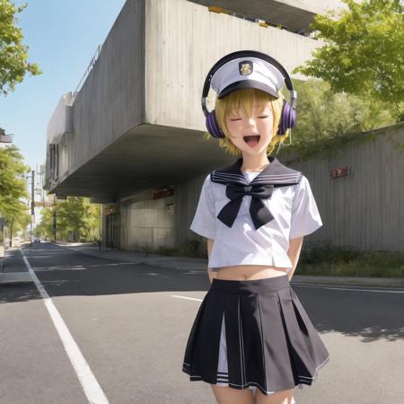 <lora:brutalism:1.0>, (brutalism:1.0), concrete, 
 a city street at night with cars parked on the side of the road and a billboard on the building, 1boy, 1girl, :p, bass clef, birthday, black sailor collar, blonde hair, bow, closed eyes, detached sleeves, english text, hair bow, hair ornament, hairclip, happy birthday, headphones, highres, navel, neck ribbon, nuko 0108, ribbon, sailor collar, sailor shirt, shirt, short hair, short sleeves, smile, tongue, tongue out, treble clef, violet eyes, white background, white bow, white headwear, white shirt, yellow ribbon