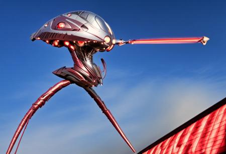(cyborg made of l1qu1dp34rl:3.8), (pearlescent:3.8), (red:1.8), foggy day, 34 years old, score_9, score_8_up, score_7_up, score_6_up, score_5_up, score_4_up, UHD, 8K, masterpiece, Ultra detailed background, tripod, headlights, tentacles, Fire Ball, fighting tripod with fireball, city, (ad-detail-xl).
