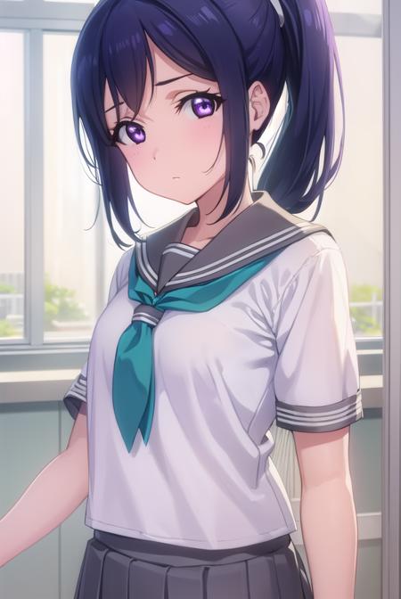 kananmatsuura, <lora:kanan matsuura s2-lora-nochekaiser:1>,
kanan matsuura, long hair, blue hair, (purple eyes:1.1), ponytail, sidelocks,
BREAK skirt, school uniform, short sleeves, pleated skirt, serafuku, socks, neckerchief, kneehighs, black socks, green neckerchief, grey skirt, uranohoshi school uniform,
BREAK indoors, classroom,
BREAK looking at viewer, (cowboy shot:1.5),
BREAK <lyco:GoodHands-beta2:1>, (masterpiece:1.2), best quality, high resolution, unity 8k wallpaper, (illustration:0.8), (beautiful detailed eyes:1.6), extremely detailed face, perfect lighting, extremely detailed CG, (perfect hands, perfect anatomy),