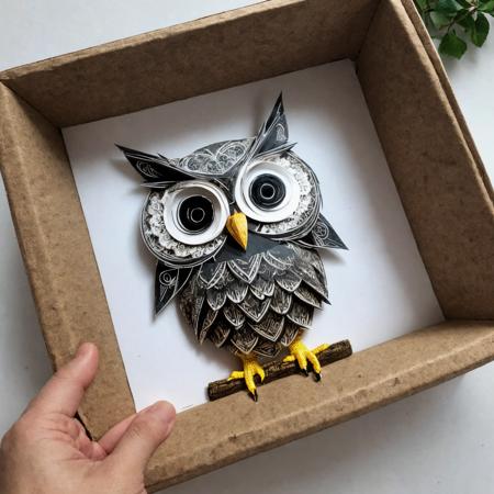 RAW photo, 8k uhd, Analog style, (Masterpiece, Best Quality, Highres:1.3), dramatic, cinematic, (paper-cut craft:1.3), BREAK,
intricate (paper-cut craft:1.4) of mysterious intricate ornamented (owl:1.4), (beige square photo-frame:0.7), circle mask, (forest, mountain:1.3), (winter, moon:0.5), (green, blue, brown, white:1.1), (black, gold:0.8), (paper-cut craft, colorful, layers, flat, fabulous, children's book:1.2), cardboard, bronze, (hyperdetailed, absurdres:1.1), BREAK,
<lora:more_details:0.1>