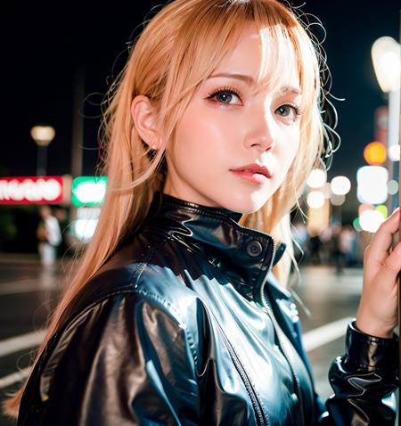 (8k, RAW photo, best quality, masterpiece:1.2),(realistic, photo-realistic:1.37),Tokyo street,night, rain, wet,cityscape,night, cyberpunk city,neon light,1girl,, <lora:Dreamy face:0.66>,extremely beautiful face,bust,put down hands,Random hairstyle,Random hair color,Random expression,small eyes