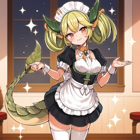 Parlor Dragonmaid green hair horn maid