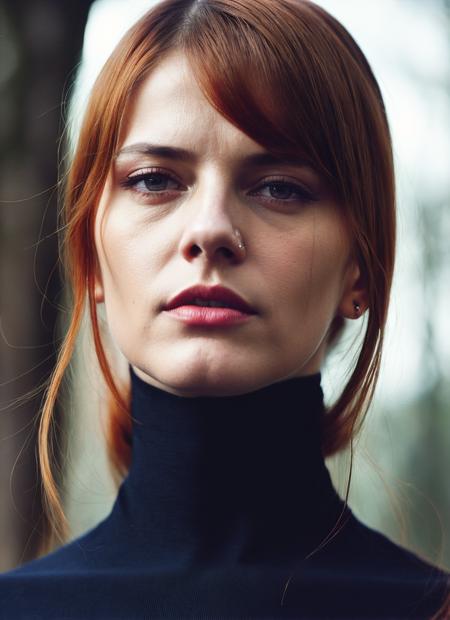 analog style, modelshoot style, A stunning intricate full color portrait of (sks woman:1), wearing a black turtleneck, epic character composition, by ilya kuvshinov, alessio albi, nina masic, sharp focus, natural lighting, subsurface scattering, f2, 35mm, film grain, <lora:locon_fuma_v1_from_v1_64_32:1.25>