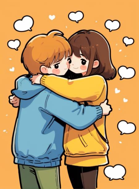 cute comic, 1 couple, hug
 <lora:sdxl_cute_social_comic-000002:0.65>