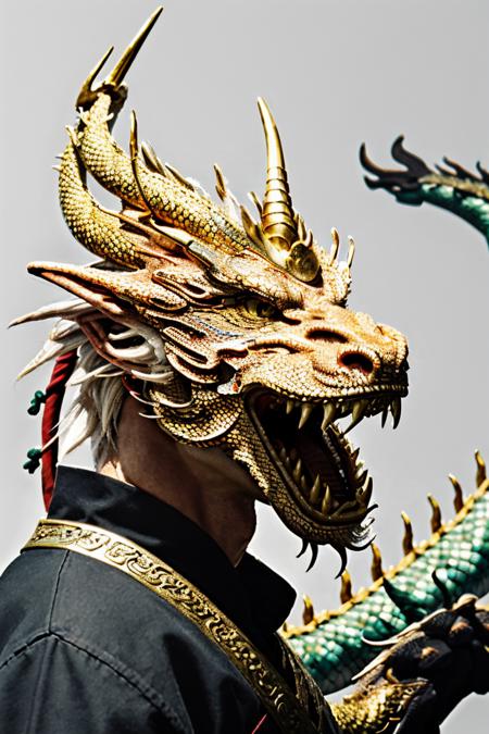 male focus, dragon, horns, eastern dragon, open mouth, white hair<lora:dragon-HXZ:0.8>