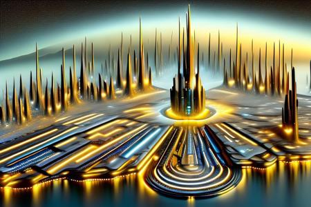masterpiece, awesome quality, hyper detailed, ((DonMX3n0T3ch, futuristic, scifi, tech)), landscape android, cyborg, <lora:DonMX3n0T3ch:1.5> cool, awesome
