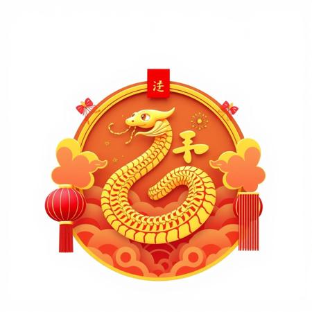 Generate a medal with the theme of “Snake Year Spring Festival,” and the design should meet the following criteria:
Theme-appropriate design: The central focus of the medal should feature a beautifully and smoothly designed snake representing the Snake zodiac year. It can incorporate traditional Chinese cultural elements, such as clouds, lanterns, couplets, firecrackers, etc., to reflect the festive atmosphere of the Spring Festival.
Reflect the UI style of the site "hdkyl": Please refer to the UI design style of the site "hdkyl," using a color scheme primarily of red, gold, and yellow. The design should combine simplicity with elegance, presenting a modern yet festive feel that blends technology with traditional holiday elements.
No real people, real-world scenes, or AI-generated people: The design should not include any real human figures or real-world scenes. Focus on showcasing the elements of the Spring Festival and the symbolism of the Snake zodiac year, avoiding real-life people or scenes.
No inappropriate elements: Avoid any disturbing elements such as blood, horror, pornography, or distorted, unnecessary limbs, and meaningless text.