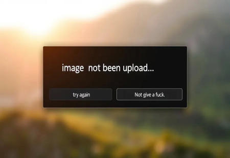a windows system notification with the inscription "image has not been uploaded",
under it two horizontal buttons with the words "try again" and "Not give a fuck"