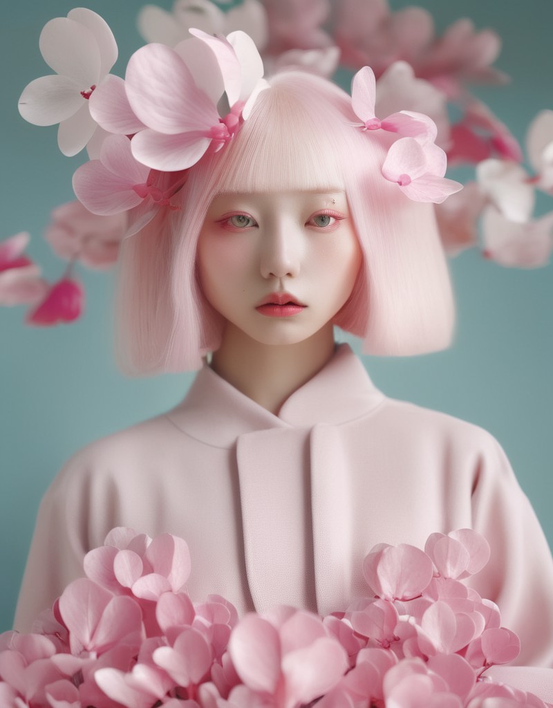 a commercial photo portrait of concept girl, (by hsiao - ron cheng:1.1), bizarre compositions,  the Ethereal Portraits, fa...