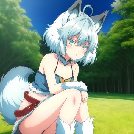 Setsuna, anime, 1girl, best quality, short hair, belt, wolf girl, animal feet