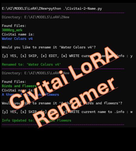 Civitai - LoRA Model Renamer Civitai-2-Name v4