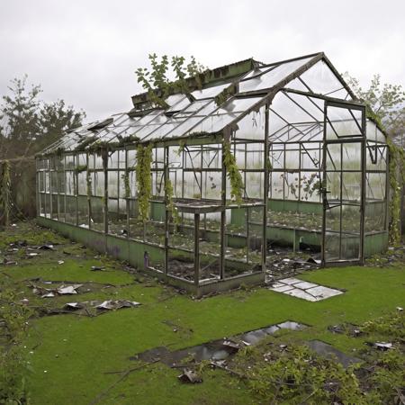 <lora:liminalspaces2:1>,  liminalspaces, 

A forgotten, decaying greenhouse with shattered glass and tangled vines. The sense of neglect and decay is palpable as the camera explores the abandoned space.