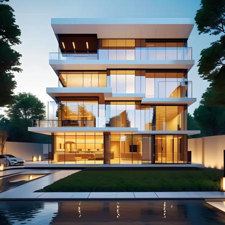 8k, best quality, masterpiece, photo-realistic, ultra-detailed，Modern building,