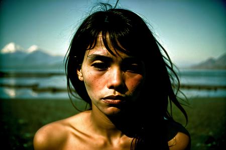 (((photography))), melancholy photography, (awe-inspiring landscape:0.8), (Stunned portrait of casual woman:1.2) with Flawless complexion face, (((rule of thirds))), by Ansel Adams, Steve McCurry