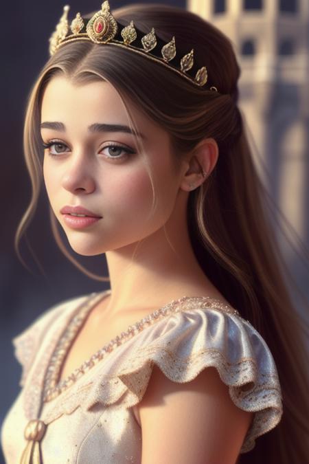 bertacastane as a medieval princess stganding in front of a castle, princess robe, crown, masterpiece, best quality, highest quality, cinematic lighting, (volumetric lighting), extremely detailed CG unity 8k wallpaper, focused, 8k wallpaper, 4k wallpaper, extremely detailed, ultra realistic, photorealistic, sharp focus, absurdres, (HDR:1.2), (high contrast), photograph, detailed and intricate, instagram, portrait, highly detailed, digital painting, artstation, concept art, smooth, sharp focus, illustration, cinematic lighting, Style-Princess,