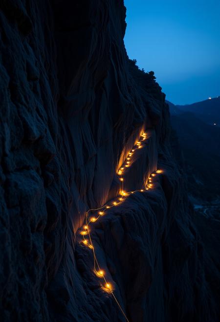 A beautifully lit and composed professional photograph of a via ferrata route