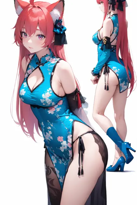 性感镂空青色旗袍-(cosplay)（情趣制服）Sexy Hollow - out Cyan Qipao - (cosplay) (Erotic Lingerie/Uniform)