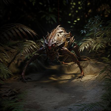 <lora:RPGAnkheg:1>ankheg:1.2, mandibles, red eyes, jungle, realistic, 32k, cinematic, light and shadow, photorealistic, ultra photoreal, best quality