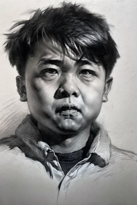 portrait sketch,graphite (medium),sketch,Master Portrait Works,1boy,look at viewer,Emotional expressions,<lora:Portrait Sketch:1>,