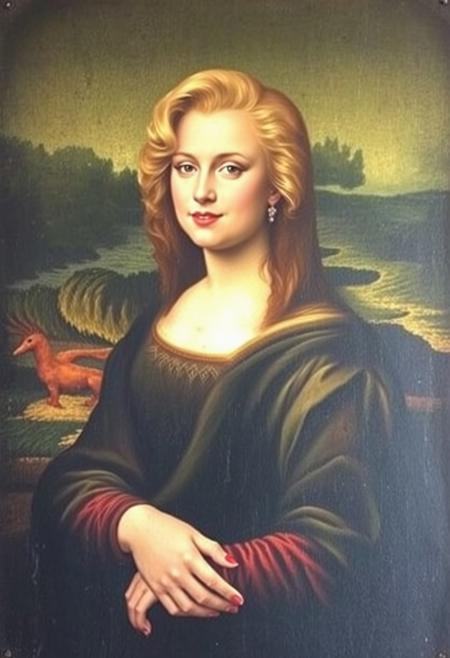 Marylin Monroe portrait as Mona Lisa painted by Leonardo Da Vinci