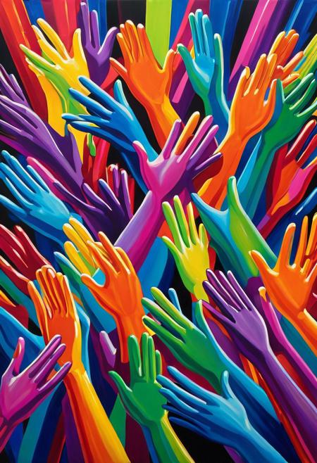 Vibrant,clapping hands, highly detailed, painting