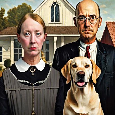 American Gothic with dogs