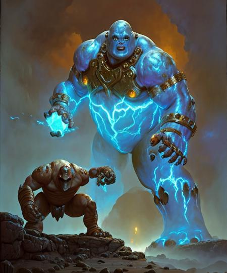 wjqhammer golem, battlefield at dawn, illustration by Slawomir Maniak, Magic the Gathering, <lora:wjqhammer-13:0.7>