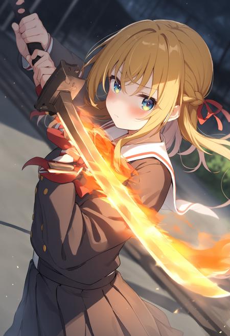 [SDXL&Pony] flaming sword / flame Sword / fiery sword / 炎の剣 / 火の剣 / フレイムソード Animagine v1.0