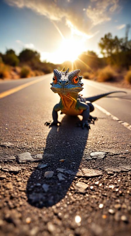 Nebula-veined dragons, casting a powerful spell, Stark contrast, balmy with a warm breeze, shining platinum reflections, bokeh background blur effect, wide angle with plenty of context, land art environmental scale, gritty asphalt road, distorted fisheye view, frame within a frame effect, flare of sun rays.