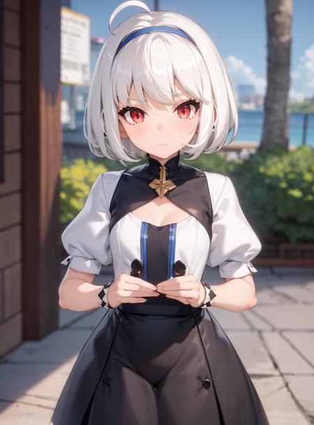 1girl, white hair, short hair, red eyes,