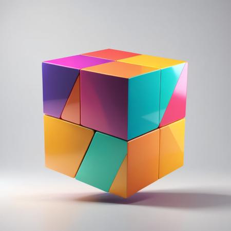 3D Render Style, 3DRenderAF, 
One colorful cube, white background, studio,
,<lora:3DRenderConfig4:1>