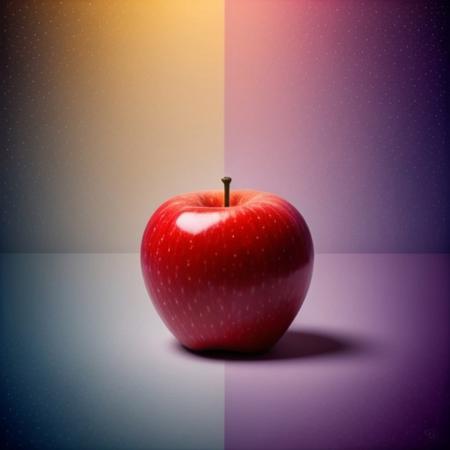 An apple in a fantastic world, surrounded by unicorns