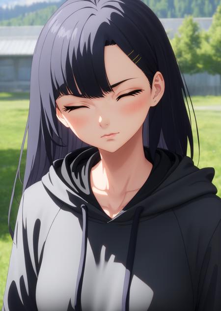 <lora:IchikaXL:0.9> 1girl, angry, black hoodie, looking at the camera, closed eyes, high quality, best quality, masterpiece, best rendering, animated by Kyoto  Animation, animated by ufotable, animated by A-1 Pictures