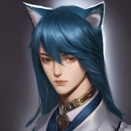 1boy, male focus, solo, long hair, cat ears, <lora:ImpastoH-000002:1>