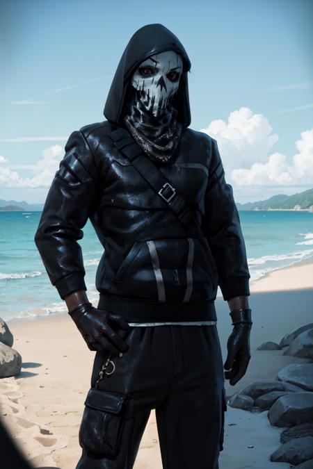 LegionJoey, mask hooded jacket, hood up, pants, gloves